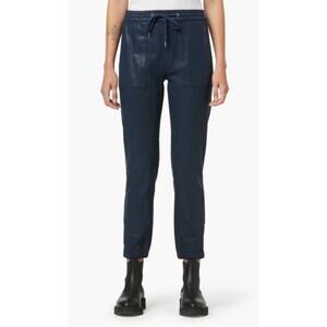 NWT Hudson Women's Blue Flat Front Ankle Zip Pockets Drawstring Jogger Pants M